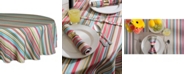 Design Imports Summer Stripe Outdoor Tablecloth with Zipper 52" Round